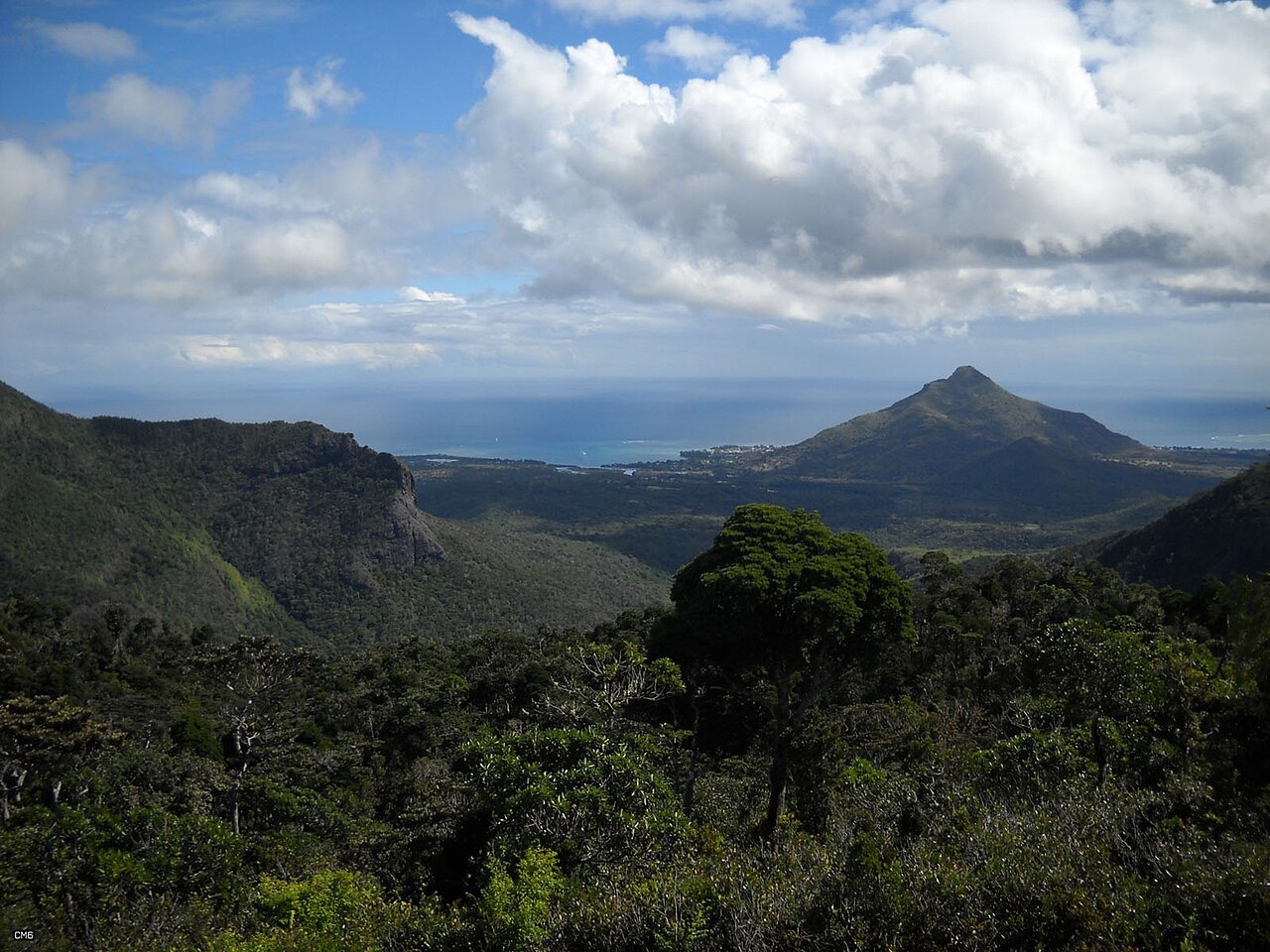 La Tourelle du Tamarin rising above the west coast of Mauritius